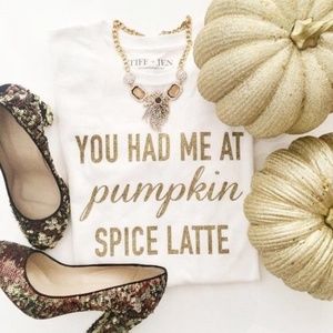 Pumpkin Spice Latte Glitter Tee